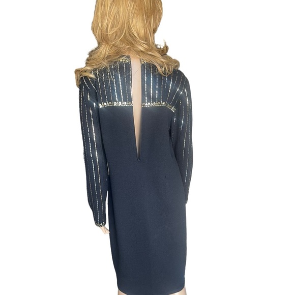 St. John Dress Knit Sequin
Vintage Long Sleeve Art Deco
Black Gold Silver 8 - Picture 4 of 12